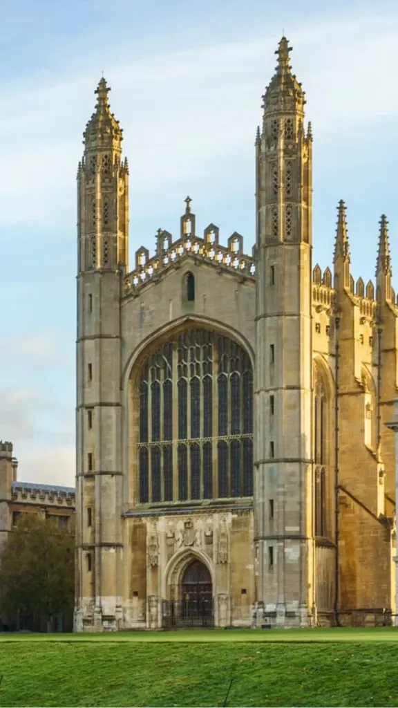 A photograph of an area of the historic Cambridge University campus on a sunny day.