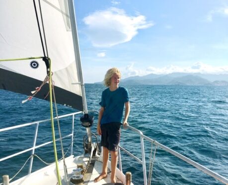Sebastian is homeschooling while sailing